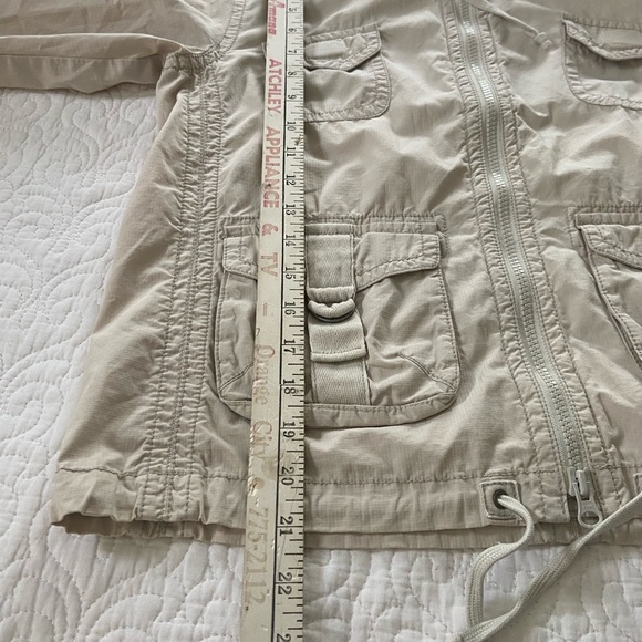 GAP Utility Jacket Light Tan Hood Long Sleeve With Buttons Pockets Size XS - Picture 12 of 12